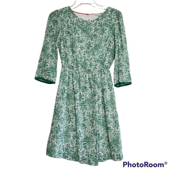 Boden green & white paisley dress - Picture 1 of 4